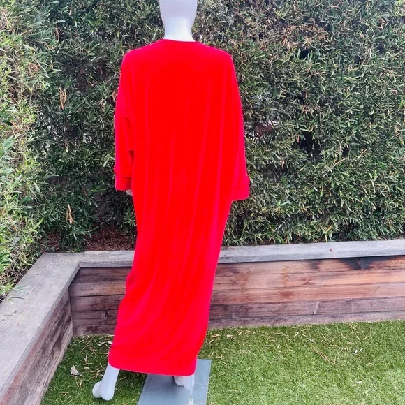 Diamond Tea Red Button Down Robe/ Dressing Gown